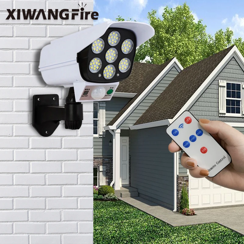 

Уличный светильник XIWANGFIRE на солнечной батарее, 77 светодиосветодиодный, Vvirtual камера, светильник с датчиком движения, водонепроницаемый улич...