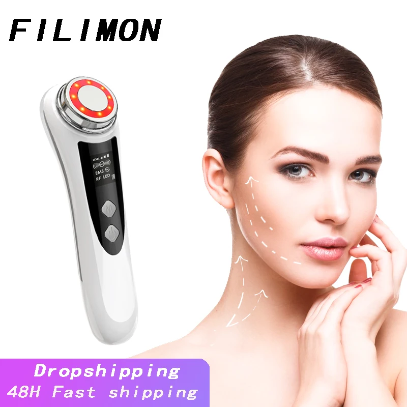 LED Light Therapy Vibration Wrinkle Removal Skin Firming Facial Lift Equipment EMS Facial Massager RF Skin Care Beauty Device
