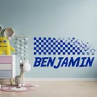 Виниловая наклейка на стену с логотипом гоночного автомобиля, наклейка с персонализированным именем для хобби и гоночных машин, для дома, спальни, детской комнаты, украшение в подарок