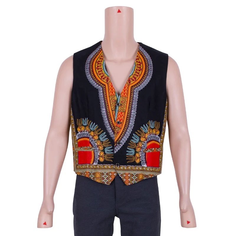 

In Stock Men Vests African Design Clothing Sleeveless African print Men tops Blazer Vests Casual Slim Fit Men Chest XH123/XH127