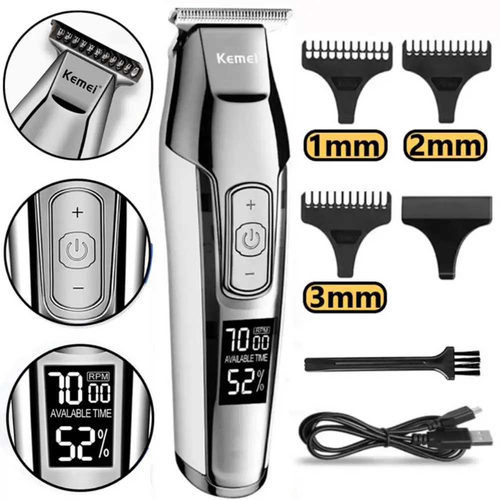 KM 5027 Professional Hair Clipper Adjustable Speed LED LCD Digital Carving USB Rechargeable Men Beard Trimmer Hairstyle Pusher