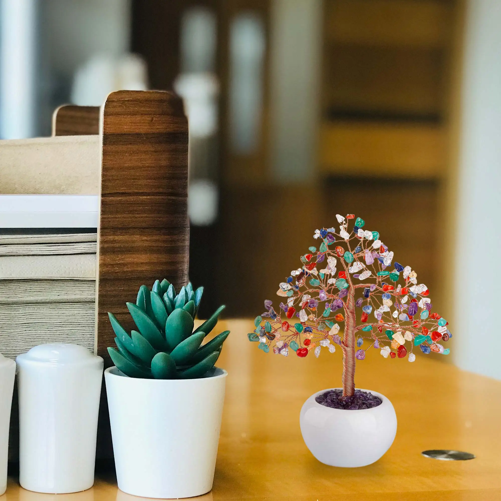 Кристалл Sunligoo фэн-шуй украшения для денег деревьев мини-драгоценные камни бонсай