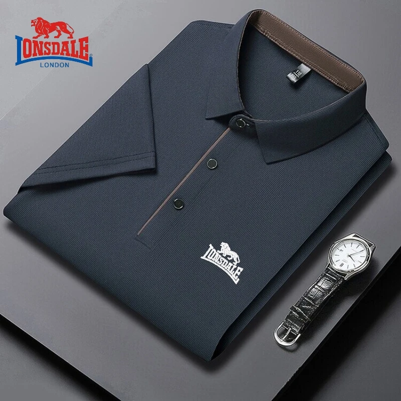 Рубашка-поло мужская с вышивкой брендовая шелковая Роскошная модная удобная