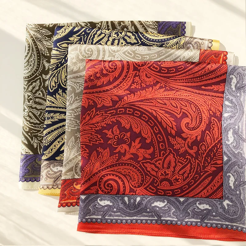 

Fashion Handkerchief 100% Pure Silk Neck Scarf Square Headband Hair Scarf For Women 53*53CM Small Shawl Bandana Head Bag Scarves