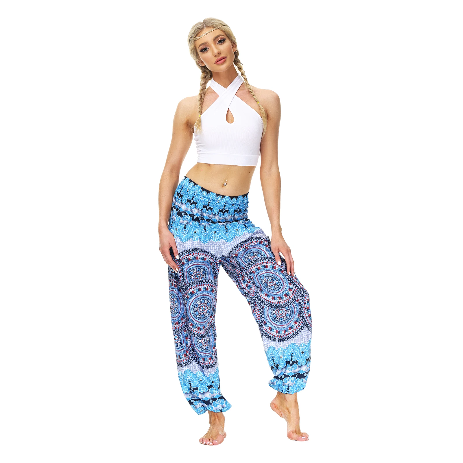 

Women Beach Bohemian Pants High Waist Yoga Pants Plus Size Fashion Printed Trousers