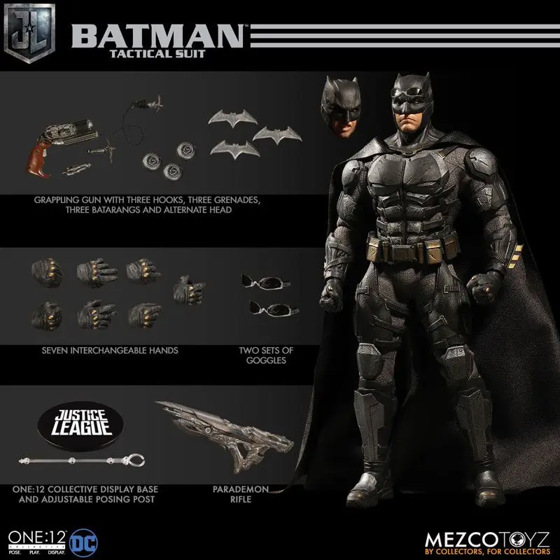 Original MEZCO ONE:12 Collective Justice League Tactical Suit Batman 1/12 In Stock Action Collection Figures Model Toys