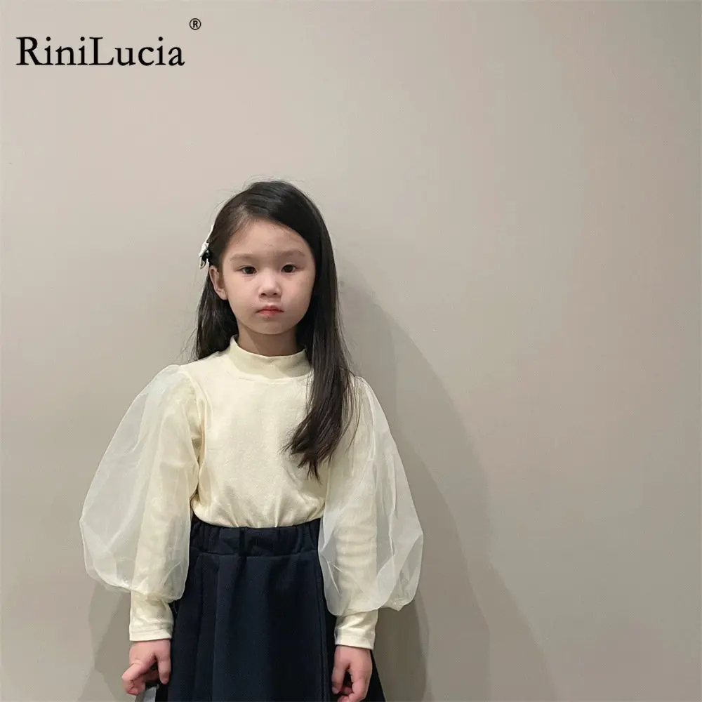 

Детские топы для девочек на весну и лето, однотонная сетчатая Свободная рубашка с длинным рукавом, рубашки для малышей, одежда, детские кост...