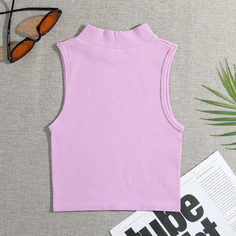 

Women Vest Top Sexy Sleeveless O Neck Summer Knit Camisole Pure Color Black White T-shirt Solid Color Plus Size Slim Tank Top