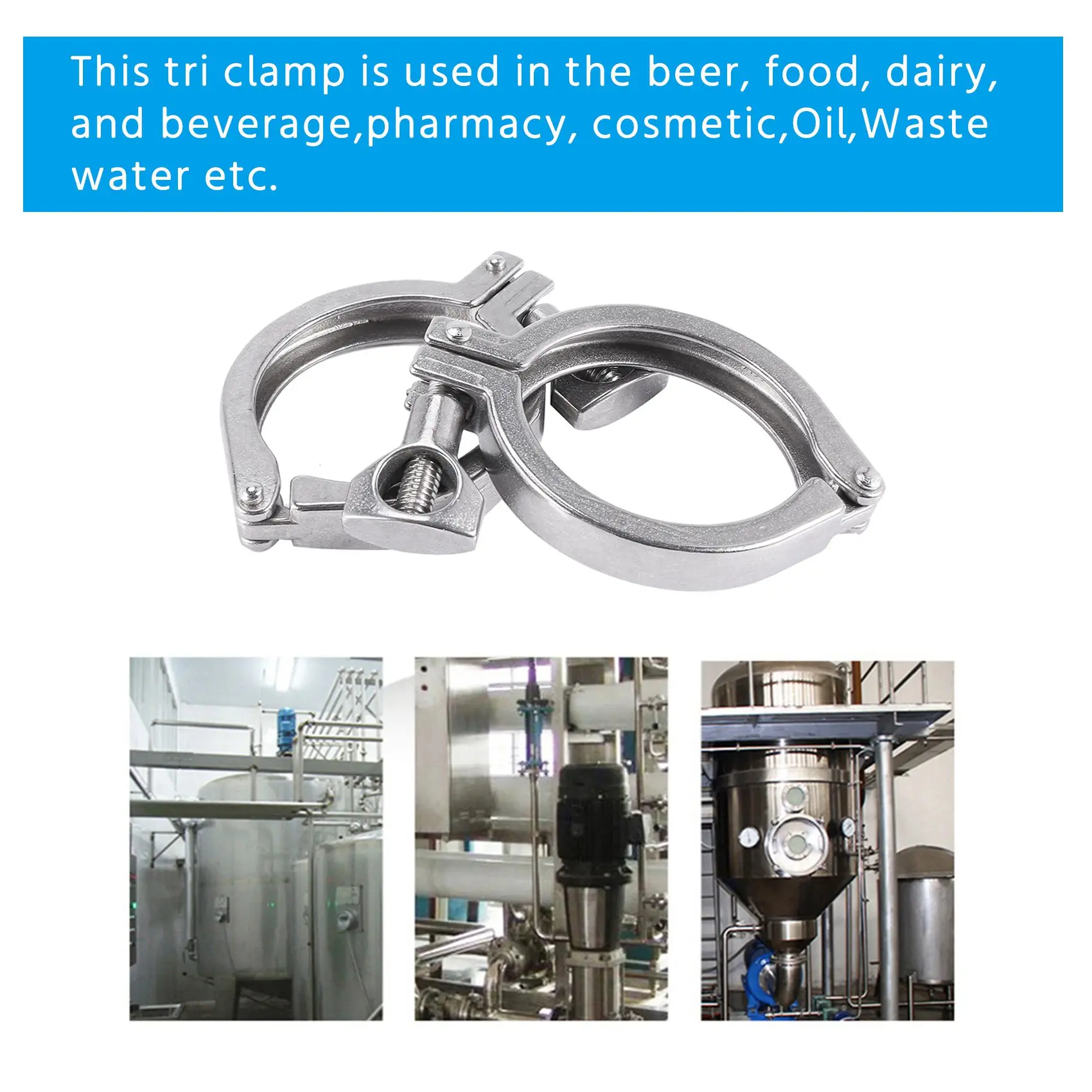 2 шт. стальной одинарный штифт Tri-Clamp сверхмощный тройной зажим с барашковой