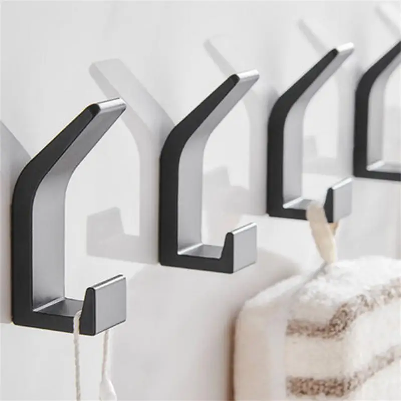 

Double Hook Black White Towel Hook For Bathroom Clothes Hook For Bedroom Robe Hook Coat Hook For Living room 5cs/set
