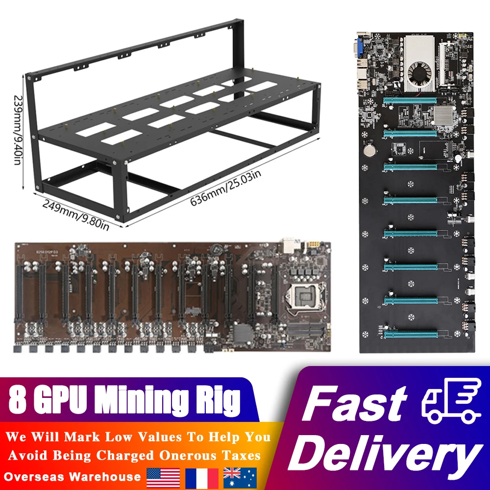 8GPU Майнинг Риг Открытого Типа Корпус Каркаса для Материнской Платы AK2980-D8P-65 S37 B85-65 Pitch BTC ETH Майнера.