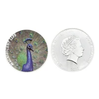 cook islands magnificent life blue peacock commemorative coin collectibles elizabeth ii silver plated metal coin home decor gift