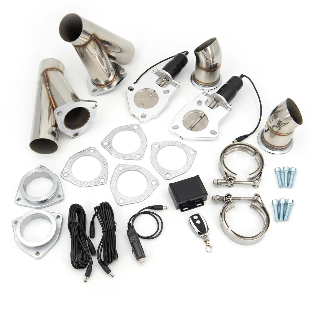 

3 Inch 2.5 Inch Stainless Steel Y Headers Pair Electric Exhaust Cutout Pipe Kit With Remote Control