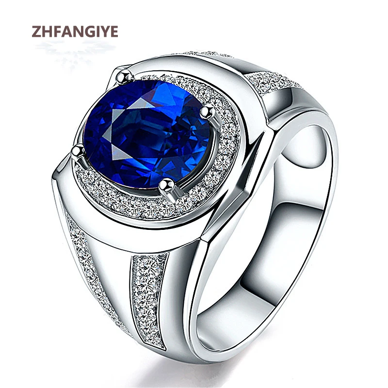 

Elegant Ring for Women Men 925 Silver Jewelry Oval Sapphire Zircon Gemstone Finger Rings Accessories Wedding Party Promise Gift