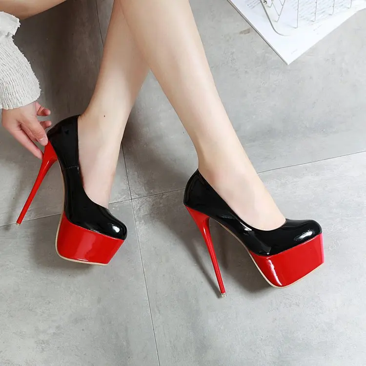 

Platform Heels Wedding Shoes Woman Sexy Thin High Heels 16cm Pumps Women Patent Leather Ladies Shoes Plus Size Drop Shipping uik