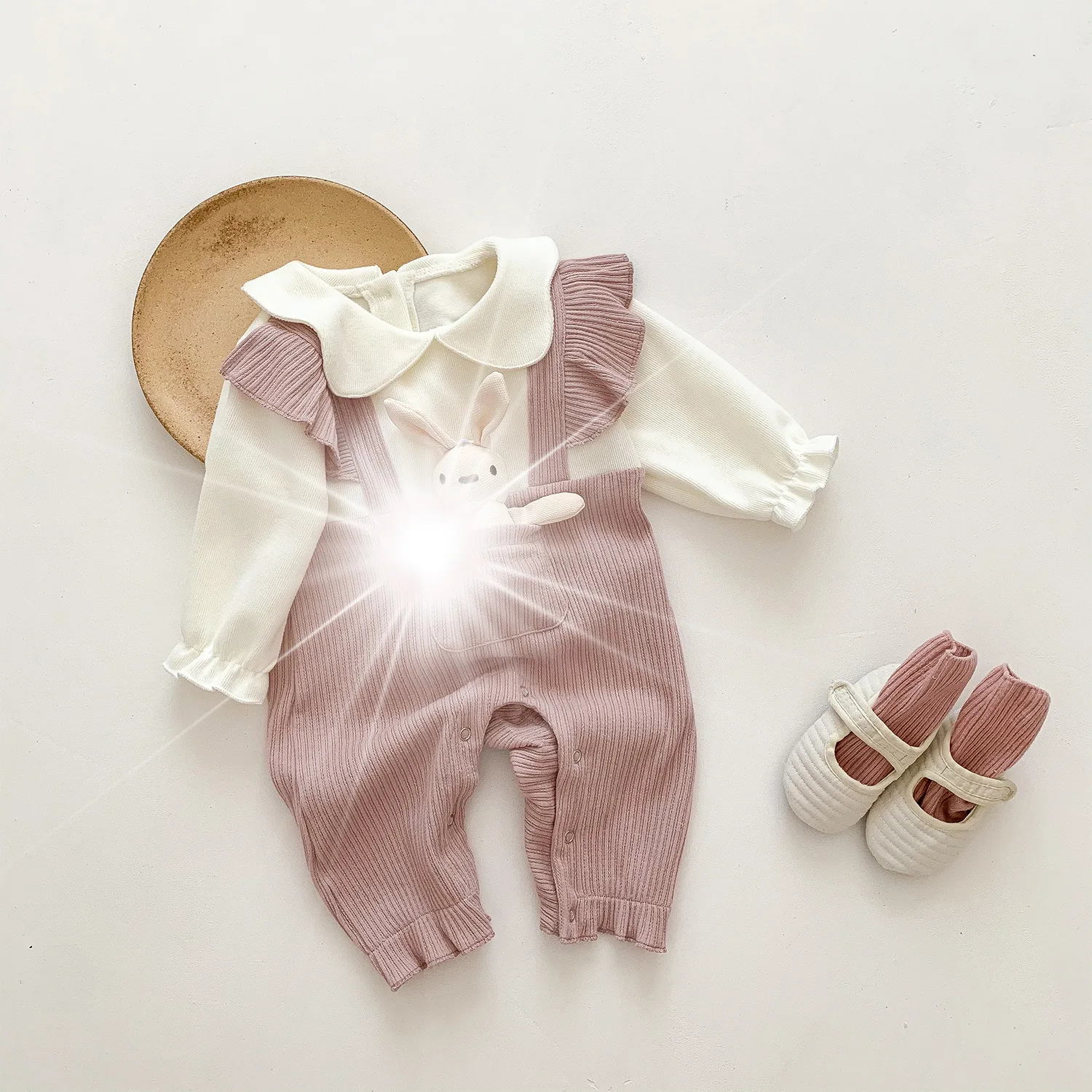 

Newborn Clothes Girl Baby Splicing Long Sleeves Princess Romper Boy Infant Simple Casual Jumpsuit Children Fashion Cotton Onesie