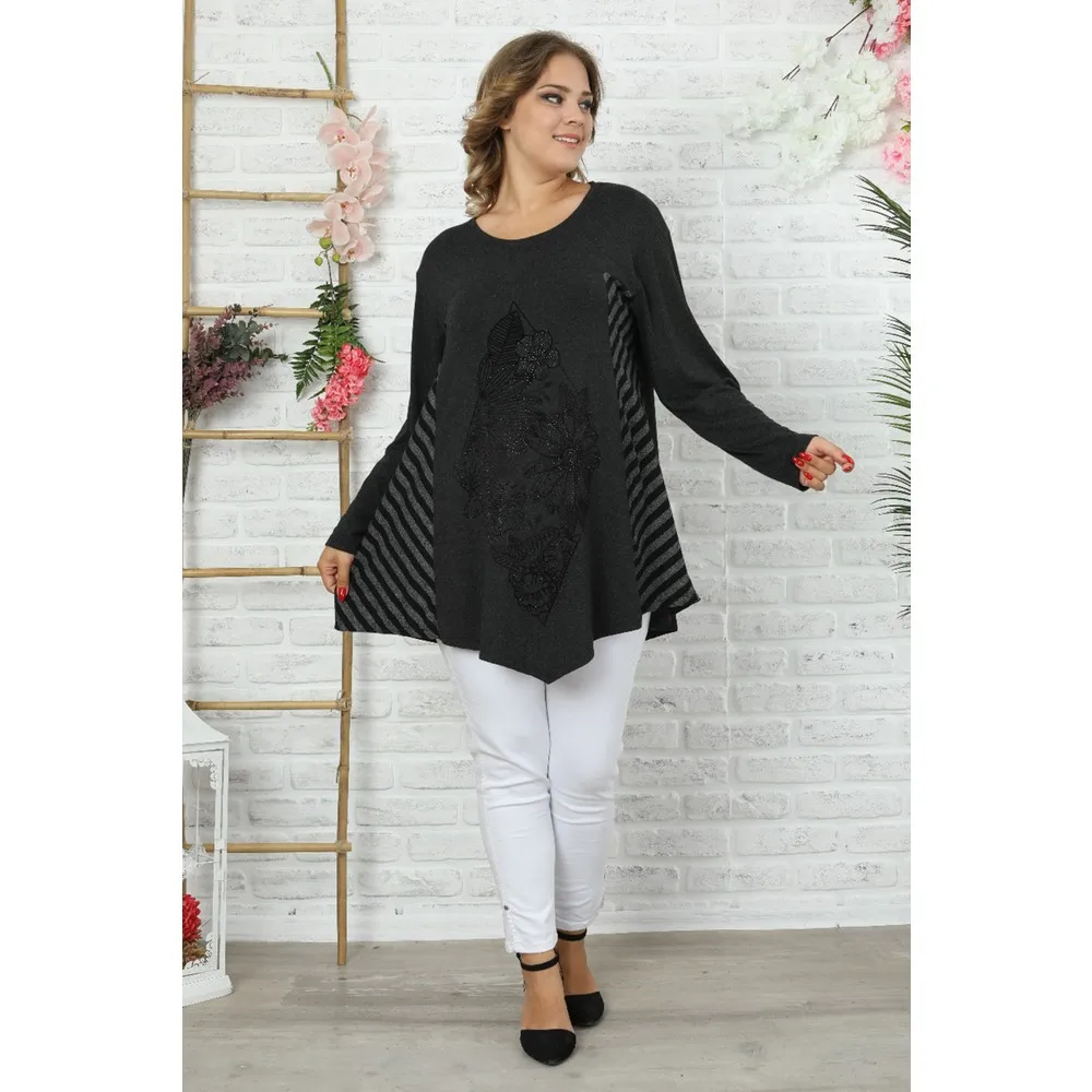 

Туника с длинным рукавом и цветочным принтом