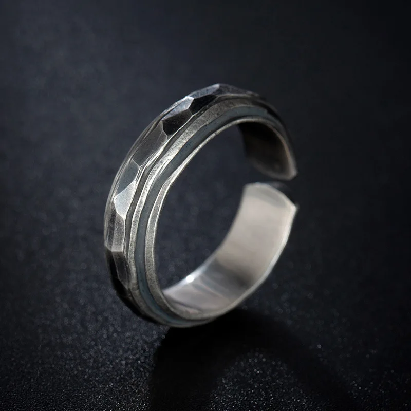 

Vintage Minimal Gothic Men's Ring Old Simple Groove Ring Rock Hip Hop Jewelry Accessories Gift