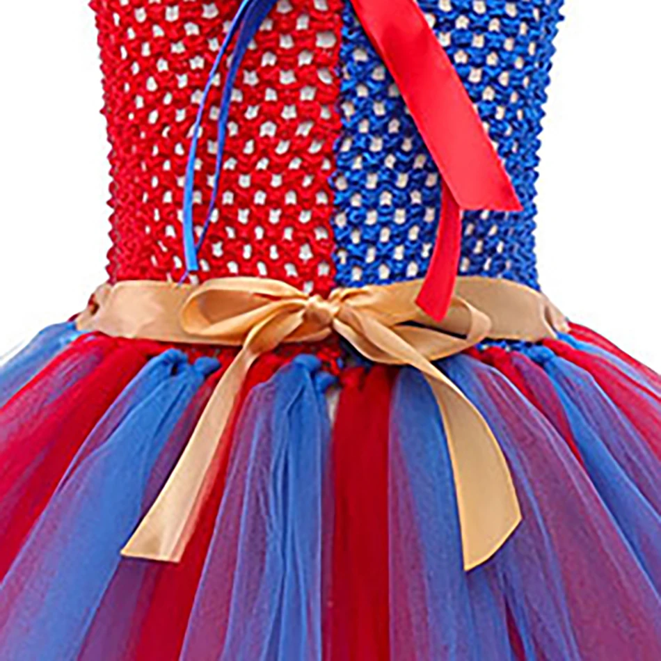 Детский костюм клоуна на Хэллоуин платье для девочек пышное в красочную полоску