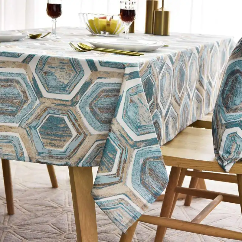 Mantel impermeable con patrones geométricos de estilo nórdico, cubierta rectangular para Mesa...