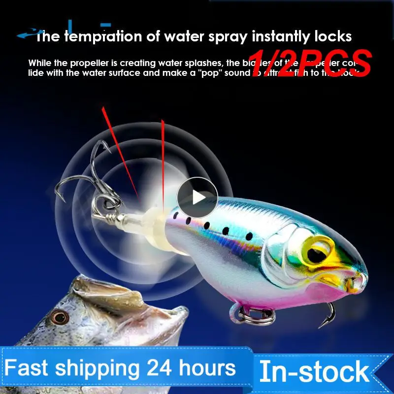 

1/2PCS 7.5cm 9cm Whopper Plopper Topwater Fishing Lures Artificial Hard Bait with Soft Rotating Tail Bass Pike Fishing Tackle