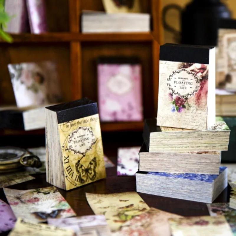 

Vintage Scrapbooking Diy Mixed Material Paper Book Decorative Retro Butterfly Note Flower Letter Diary Junk Journaling Paper
