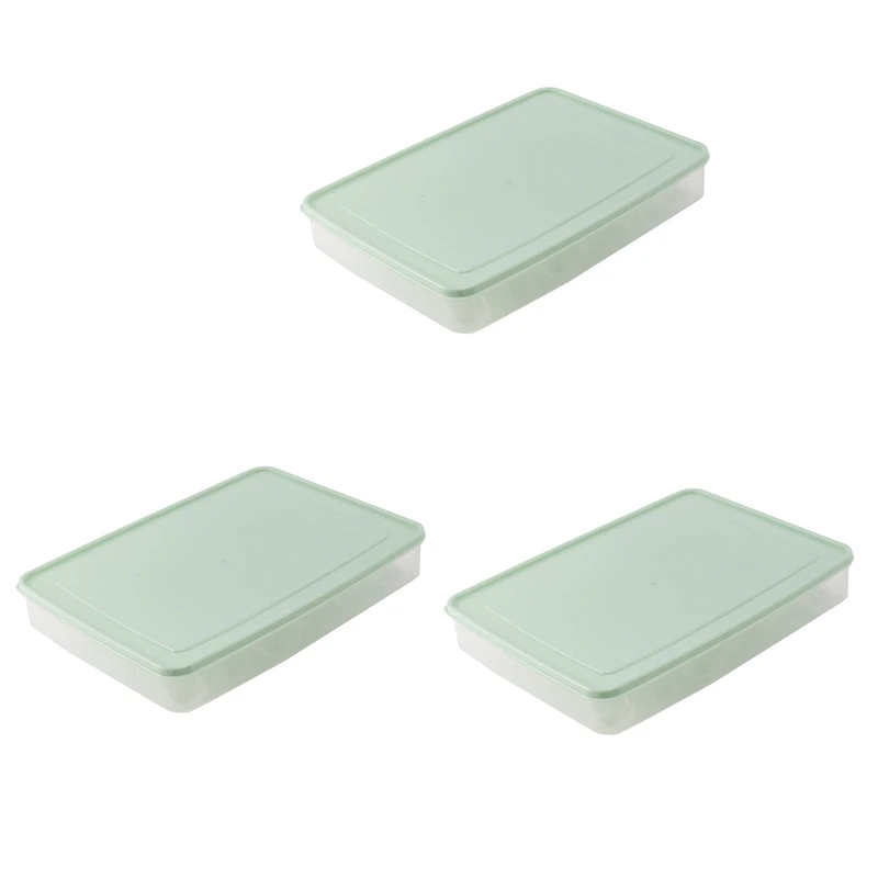 

3X Plastic Egg Box Kitchen Egg Storage Box 24 Grid Eggs Holder Stackable Freezer Storage Organizers Egg Storage Green