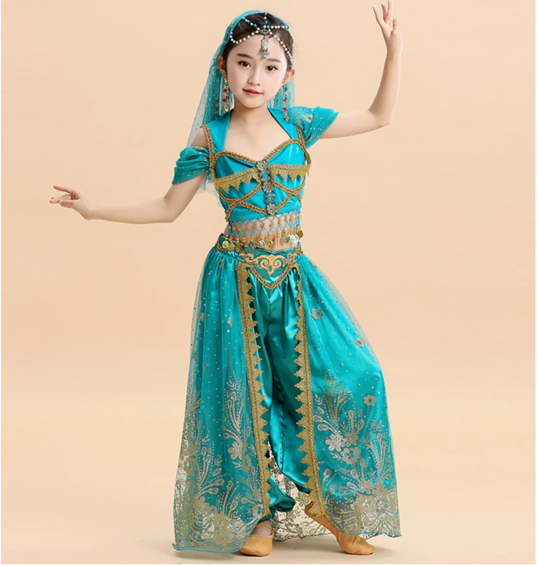 Детский индийский комплект принцессы для танца живота сари восточного