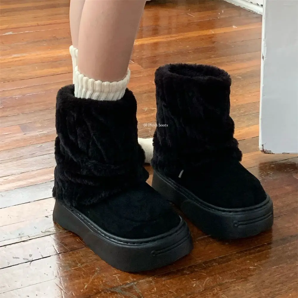 Повседневные удобные женские однотонные хлопковые ботинки в стиле ретро зимние