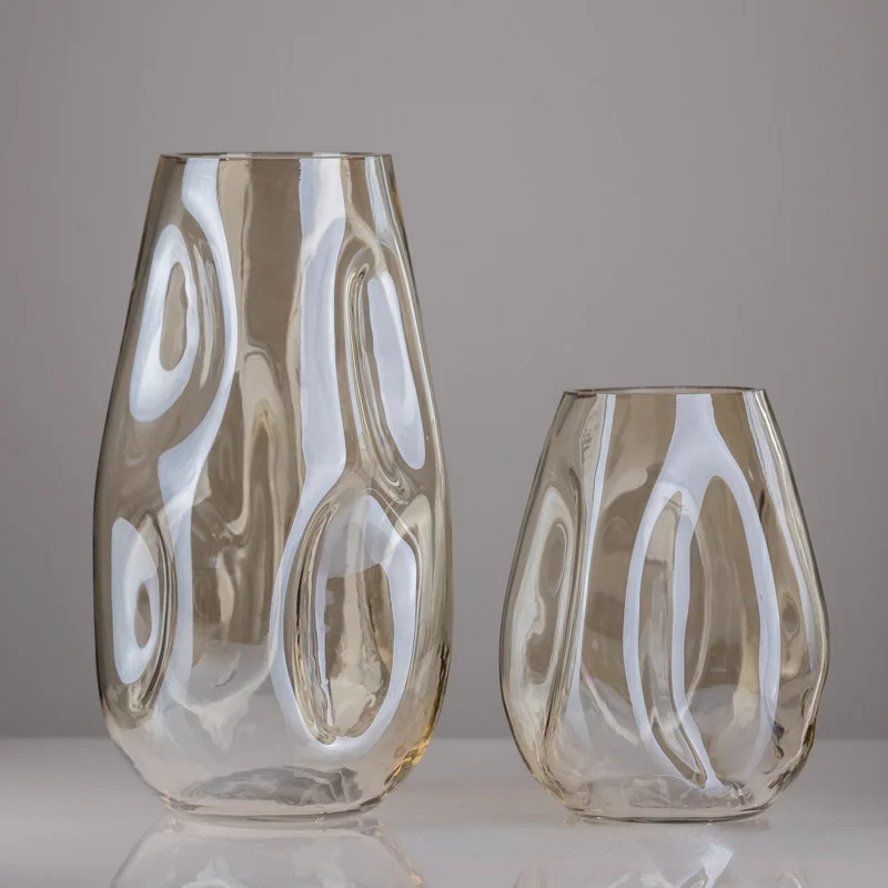 

Glaze Irregular Glass Vase Living Room Creative Geometric Floral Decorations