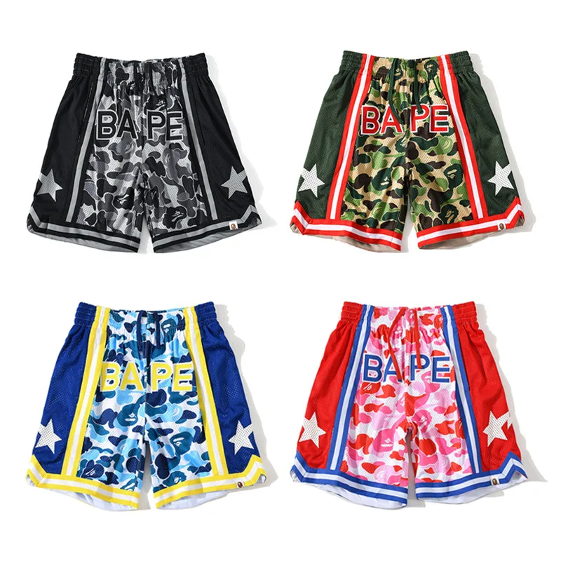 

BAPE Mesh Basketball Shorts Breathable Summer Camouflage Suit Men Fashion Sports Casual Pantalones Cortos Baloncesto Para Hombre