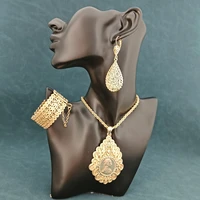 arabian women gift luxury moroccan wedding jewelry set gold color pendant earrings bracelet pendant necklace women earrings