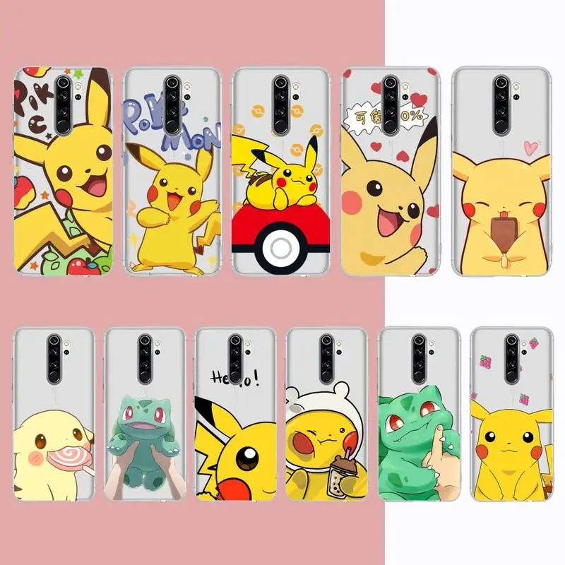 

BANDAI Pokemon Pikachu Phone Case for Samsung A51 A52 A71 A12 for Redmi 7 9 9A for Huawei Honor8X 10i Clear Case