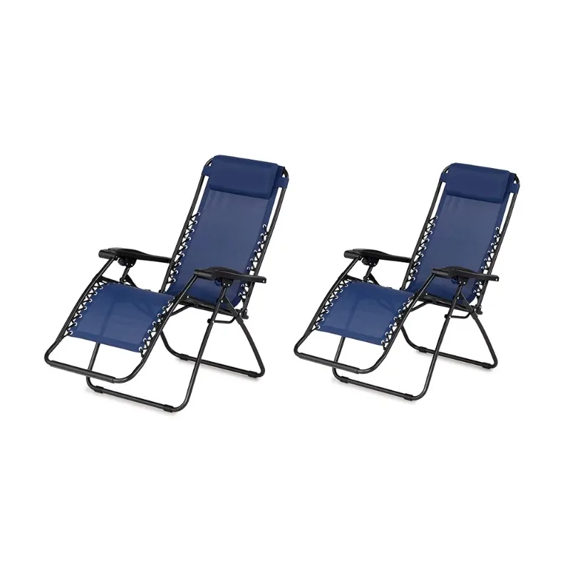 Infinity Zero Gravity Steel Frame Patio Deck Chair, Blue (pair)
