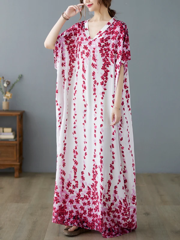 

Kanifio Bohemian Plus Long Beach Dresses Women 2022 Summer New Oversized Casual Loose Maxi Dress Female Vestidios 5087 8XL 9XL