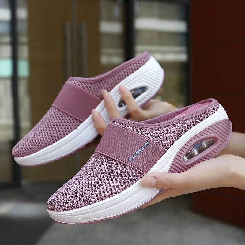 

Women Casual Sneakers Wedges Light Weight Nurse Clogs Anti-Slip Graden Slippers Air Cushion Soft Bottom Mesh Shake Shoes 2022