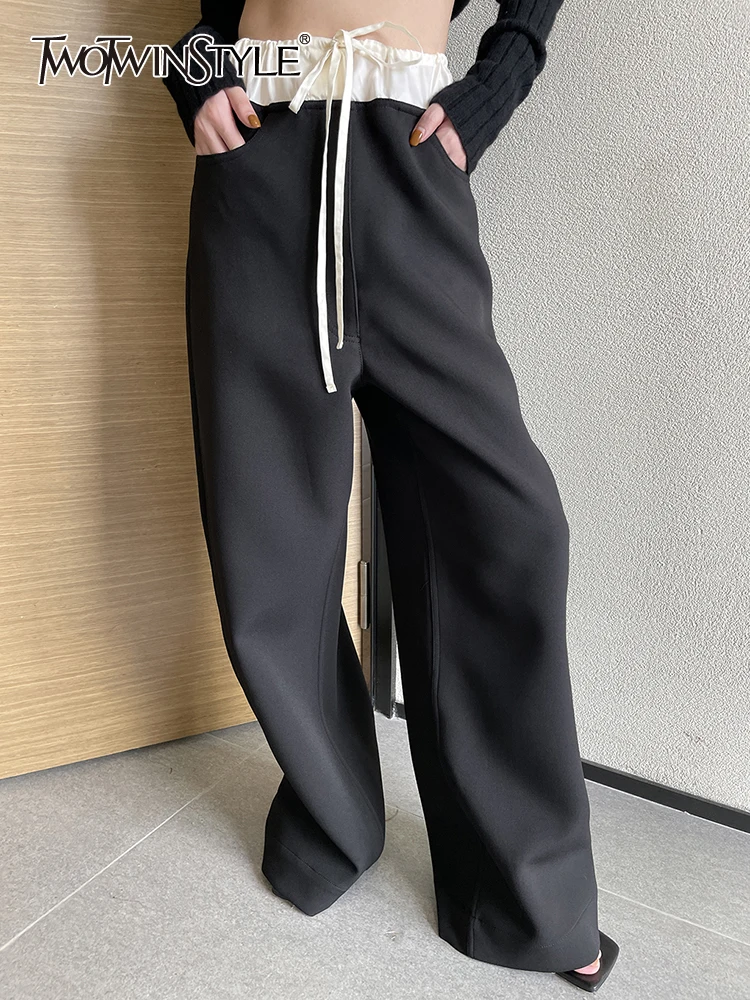 

Женские лоскутные брюки TWOTWINSTYLE, свободные брюки с высокой талией и широкими штанинами, летняя одежда