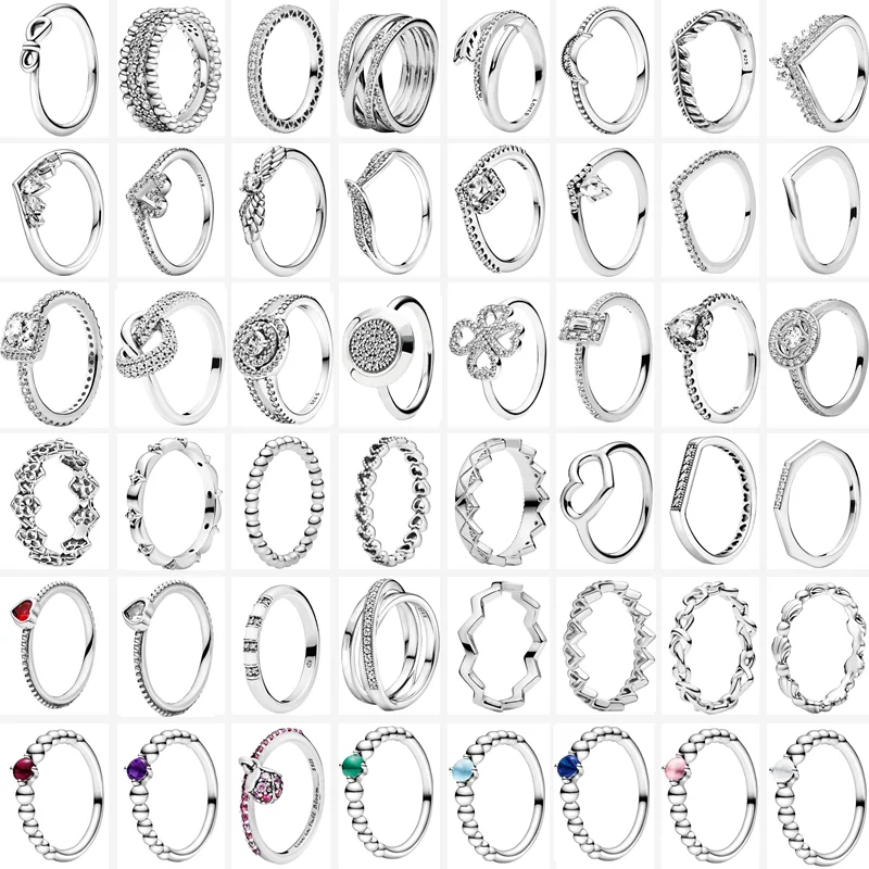 Новое поступление, Серебряные стильные кольца, искусственные бусины, серебро 925 пробы, сверкающие кольца пантаро в форме сердца для женщин, ...