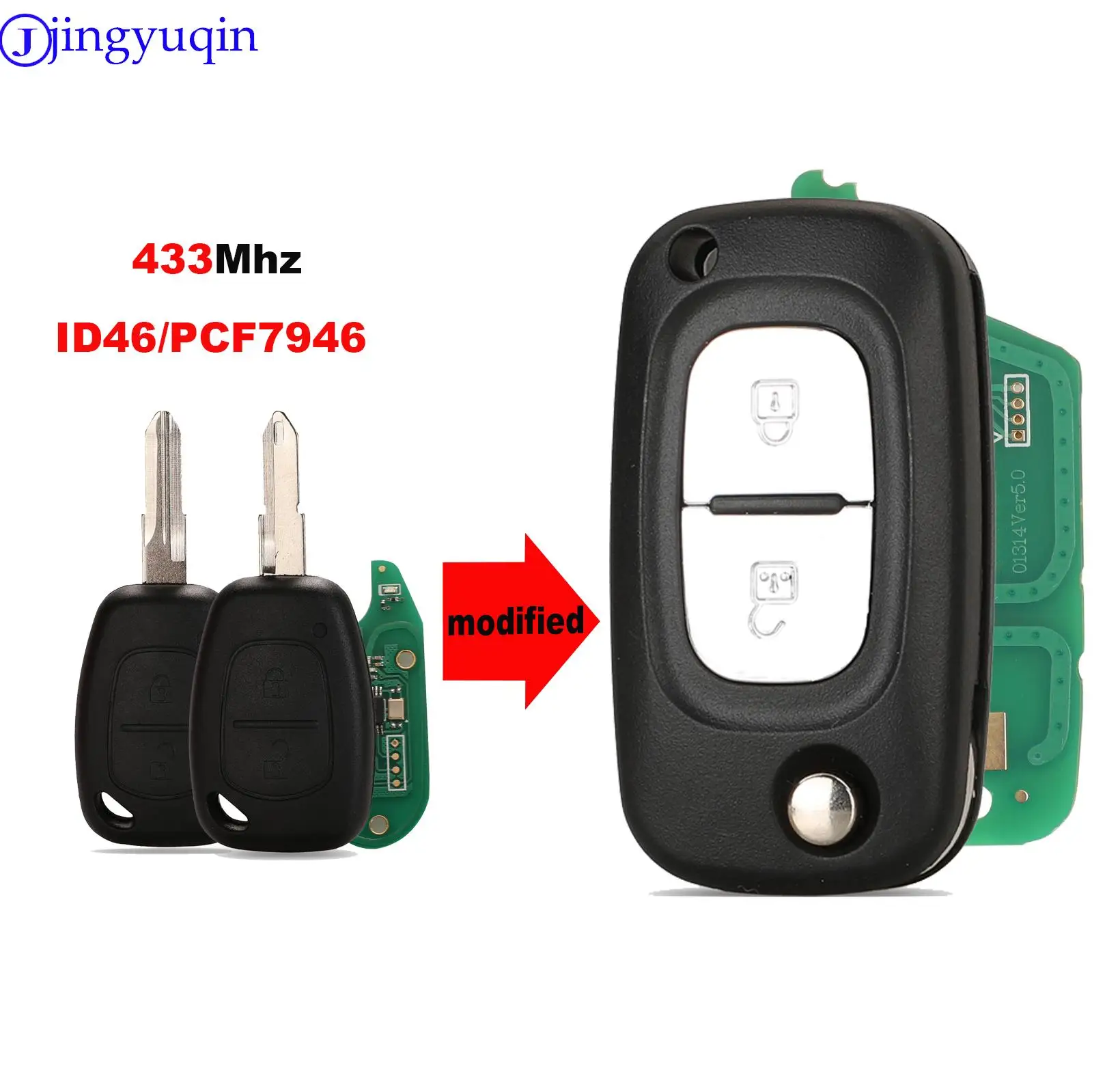

Jingyuqin PCF7946 433 МГц Модифицированный Корпус Дистанционного Ключа Для Vauxhall/Opel Vivaro/Renault Movano Trafic Kangoo-...