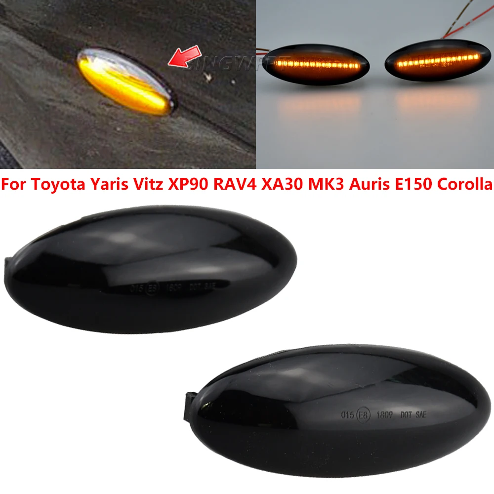 

NEW LED Turn Signal Light Dynamic Side Marker Fender Sequential Lamp For Toyota Yaris Vitz XP90 RAV4 XA30 MK3 Auris E150 Corolla