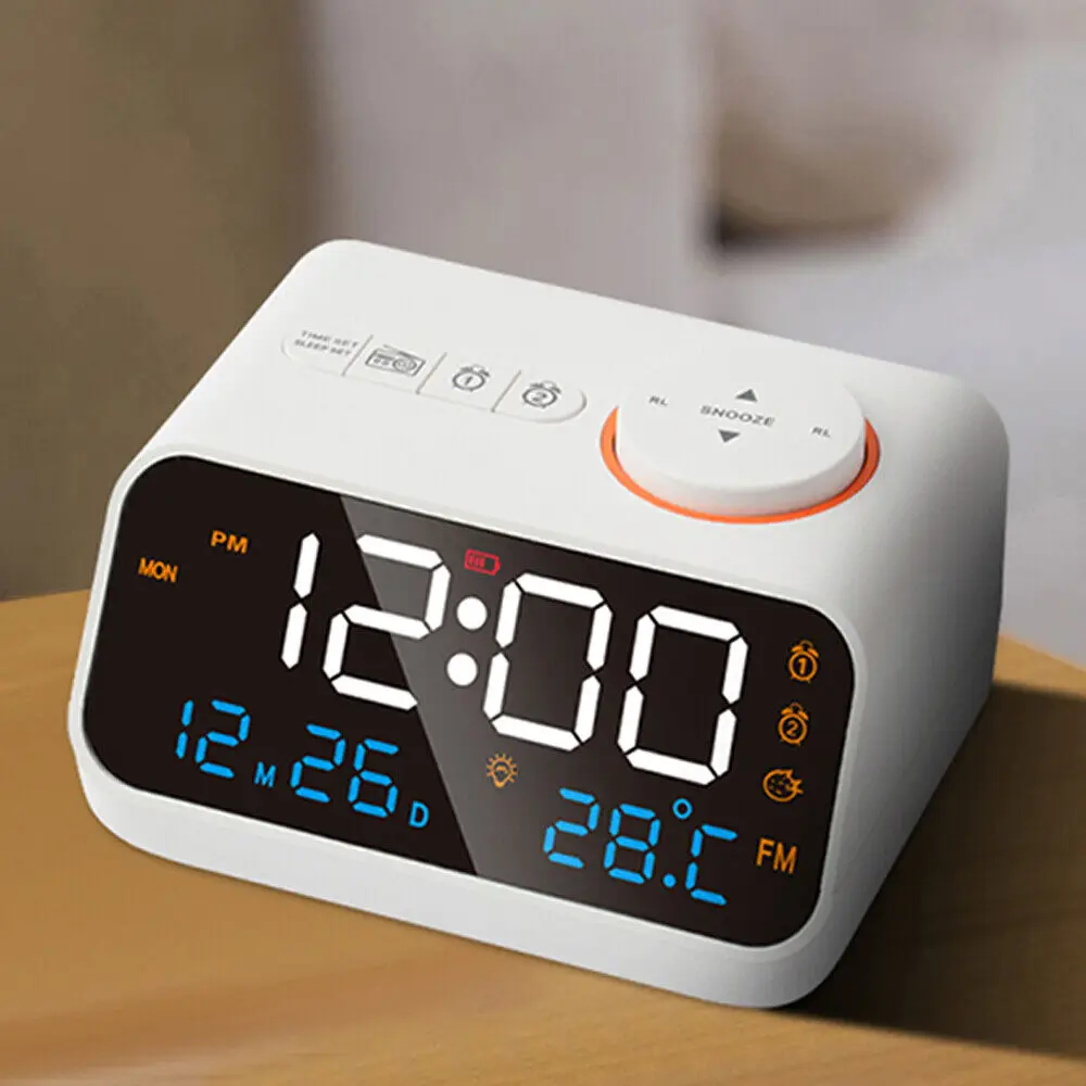 Fm Radio Alarm Clock Temperature/humidity Display Screen Voi