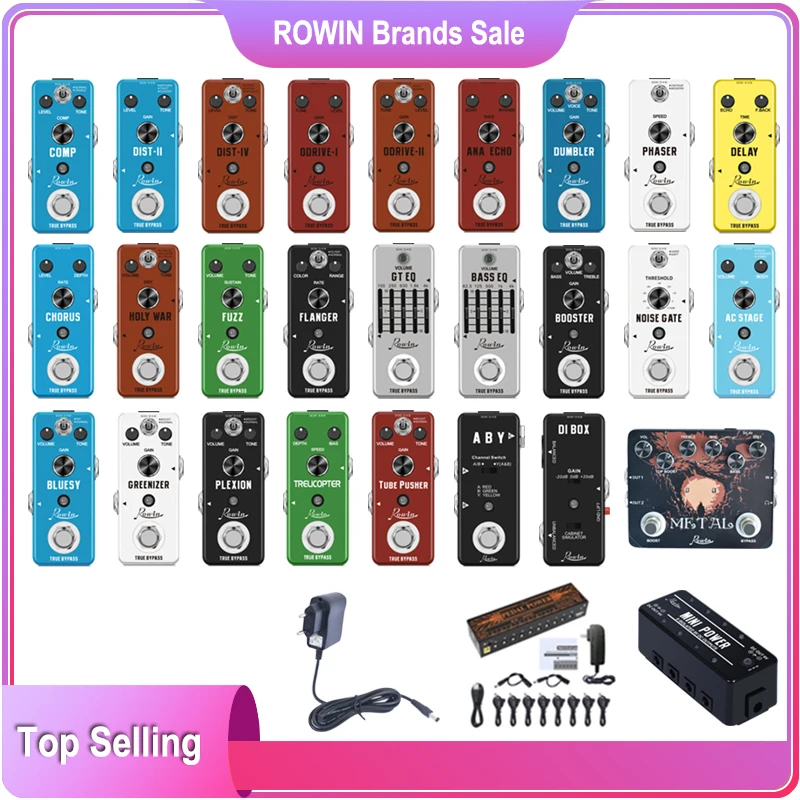 

Rowin Digital and Analog Series Guitar Pedal Ocean Verb Harmonizer Mod Station Octpus Noise Gate Delay Distortion Effect Pedals