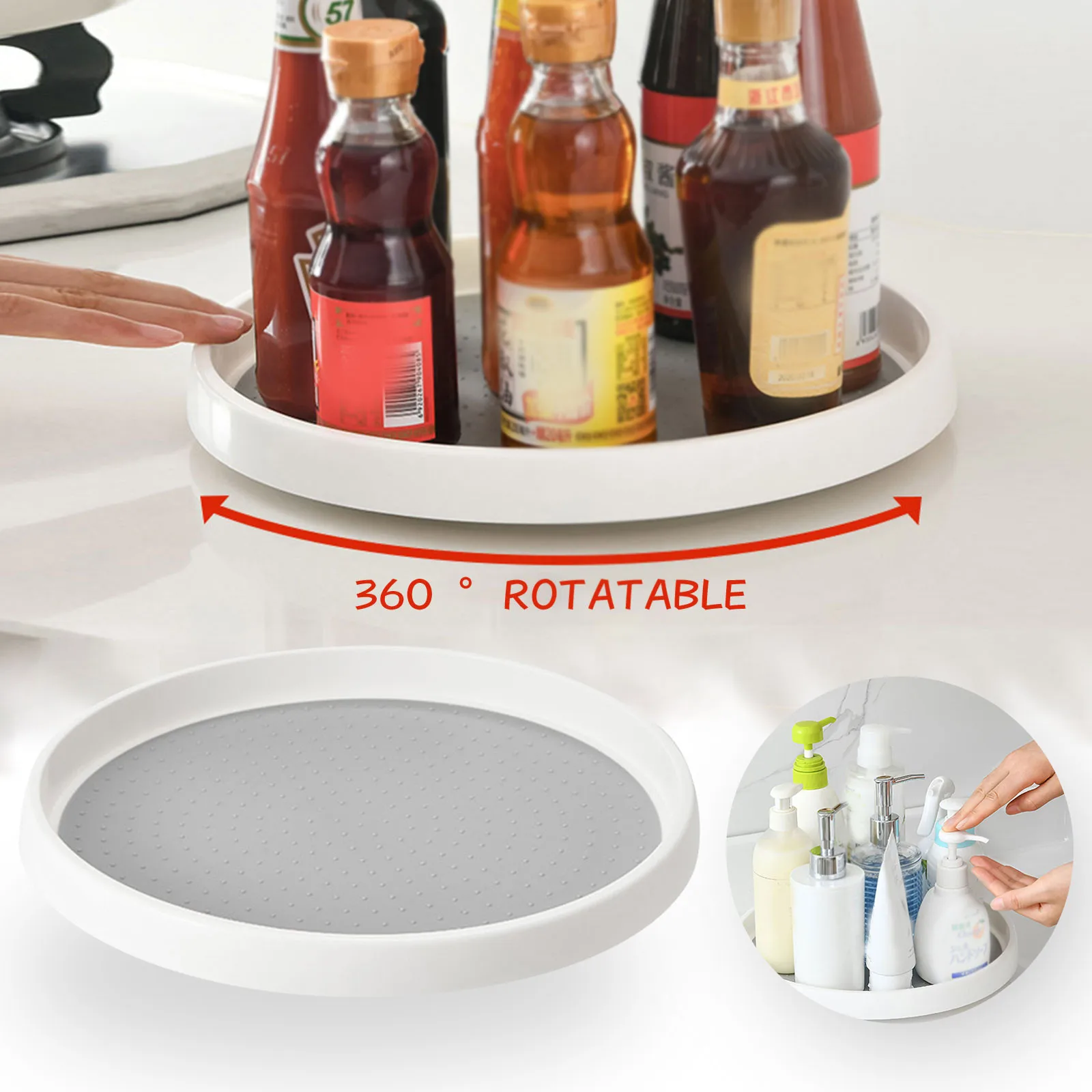 

Нескользящая стойка 11,6 дюйма, многофункциональные органайзеры, Вращающийся поворотный стол, стойка для специй, кухонный шкаф, косметика дл...