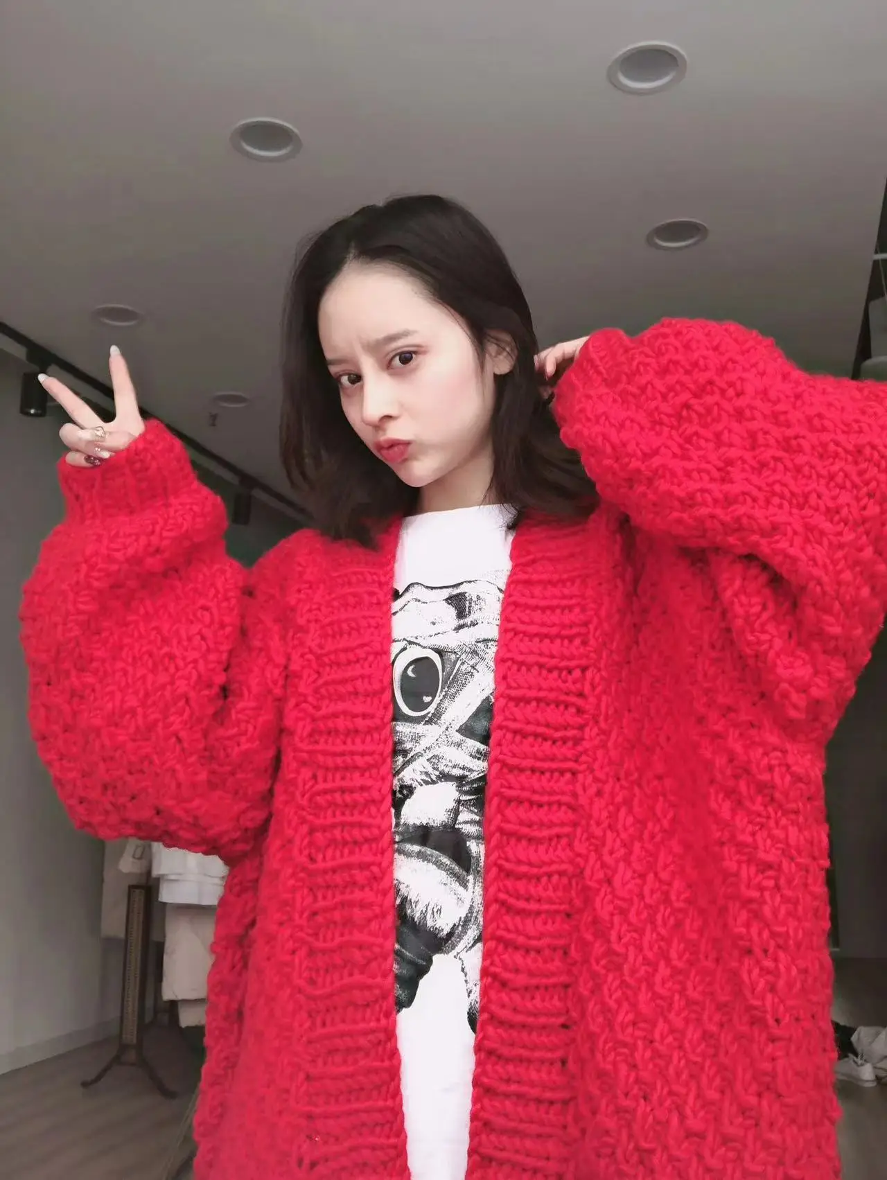 Женский свободный кардиган вязаный свитер свободного покроя из чистой шерсти