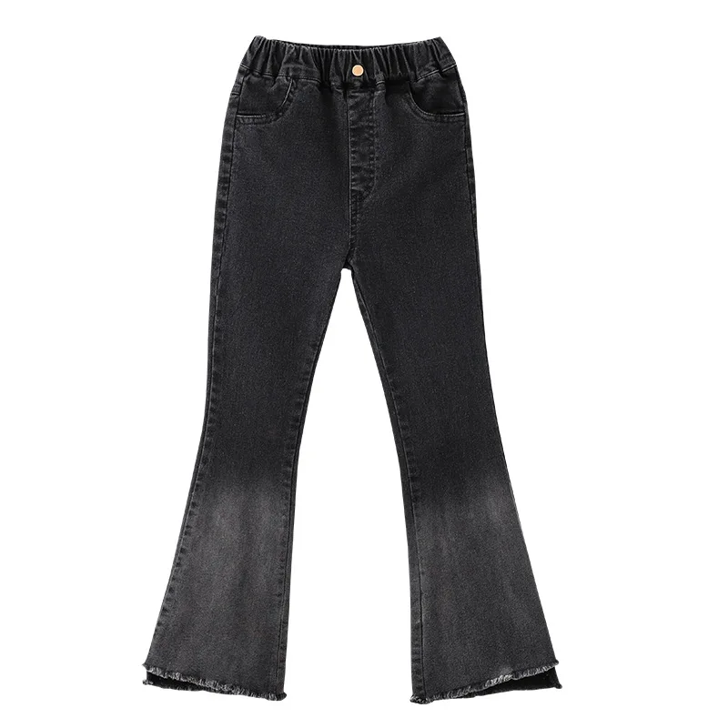 

Black Flare Jeans For Teenage Girls 12 15 Korean Style Children Mid Waist All Match Denim Pants Spring Autumn Kids Jeans Trouser