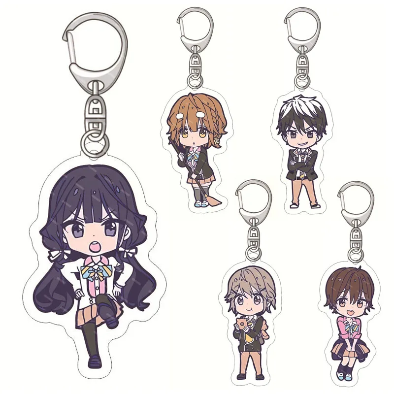 

Cartoon Anime Masamune-kun's Revenge Keychain Koiwai Yoshino Fujinomiya Neko Futaba Tae Acrylic Keyrings Bag Pendant Ornament