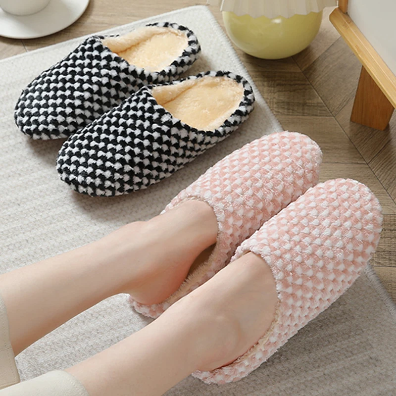 

2023 Winter Shoes For Women Plush Slippers House Couples Women Fluffy Slides Autumn Warm Slipper Bedroom Ladies Cotton Shoes