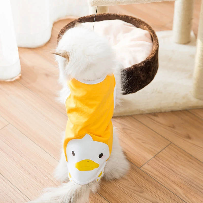 Pet Cat Vest Puppy Pure Cotton Breathable T-Shirt Thin Small Medium-Sized Dog Little Yellow Duck Penguin Cute Clothes XS~XL |
