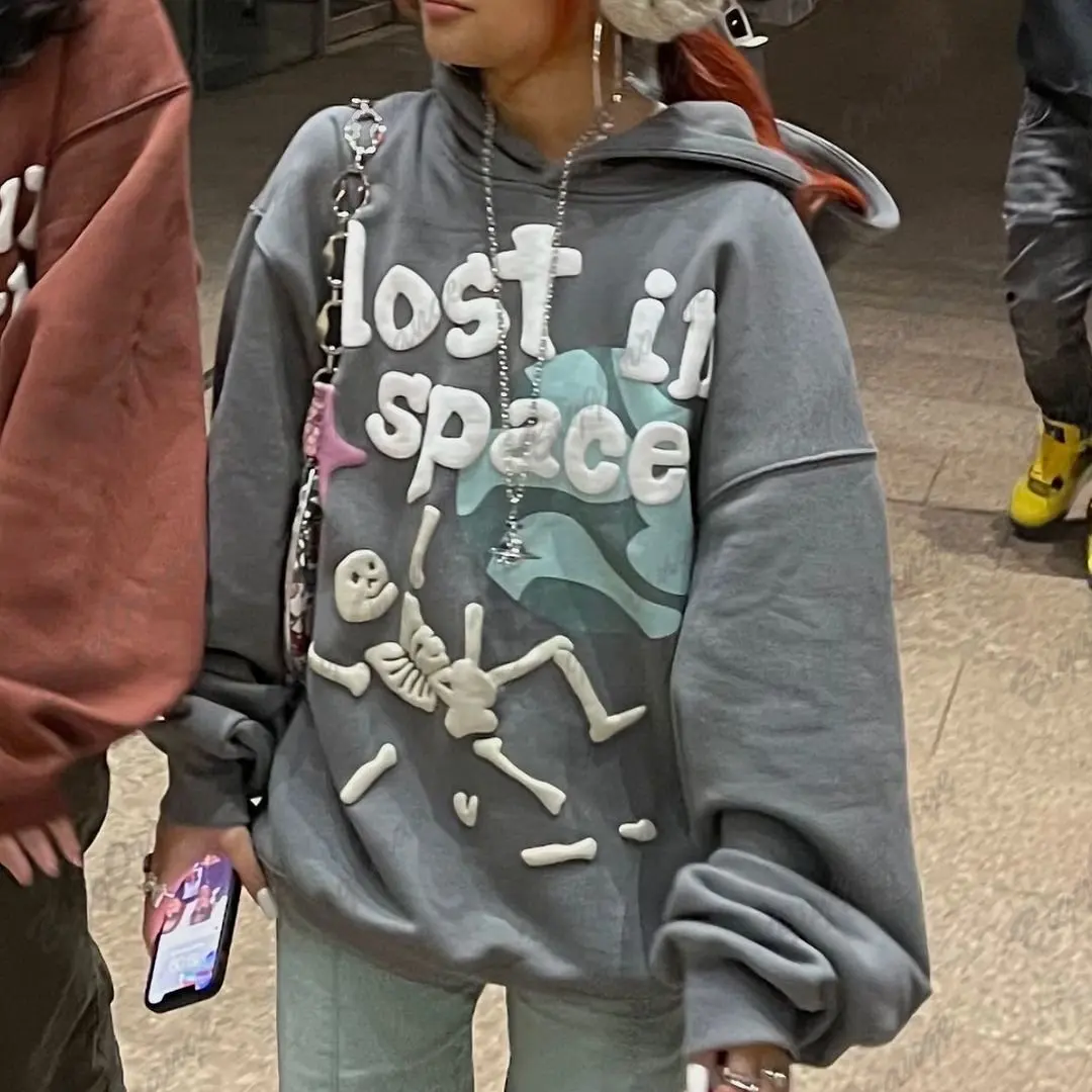 

Harajuku Foaming 3D Print Skull Sweatshirt Y2k Clothes Clothing Homie Hoodie Women Streetwear Zip Hoodie Goth Oversized Hoodie