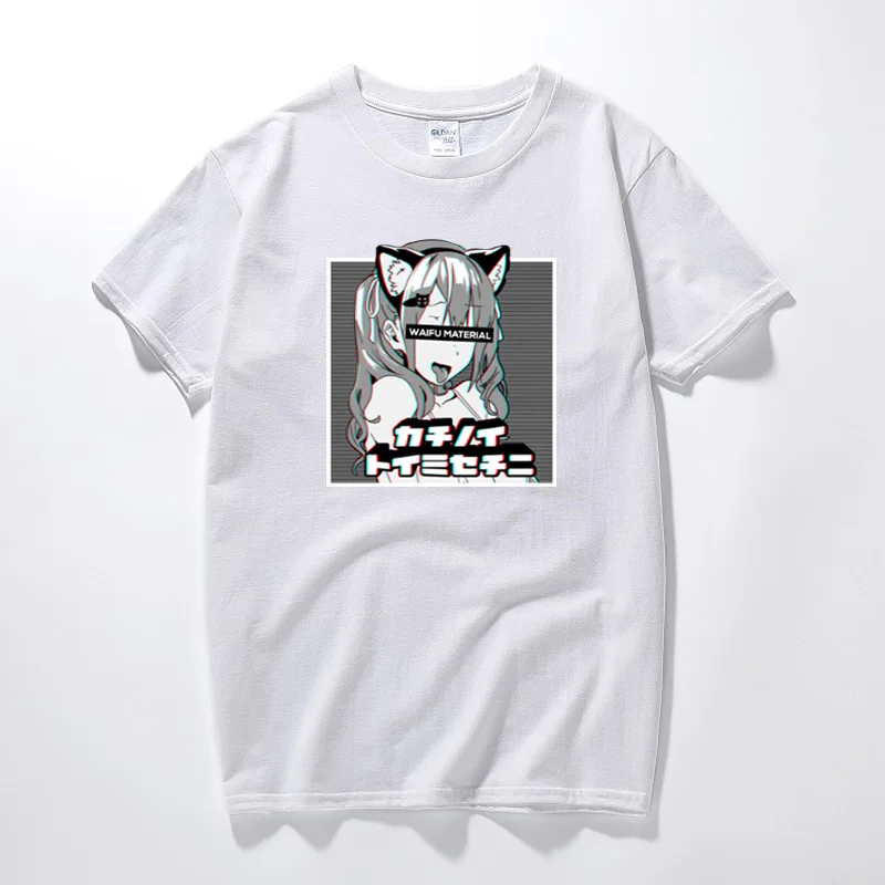 Аниме рубашка Waifu Материал Футболка Otaku Lewd Hentai милая девушка аниме стиль для